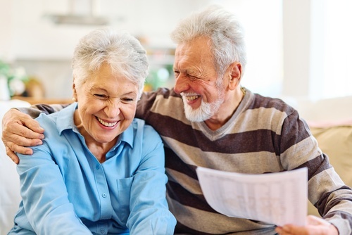 Old couple looking happy in retirement
