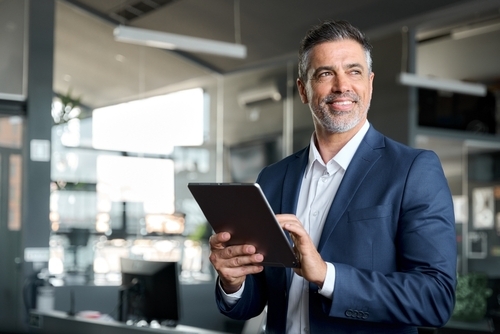 Business man on iPad
